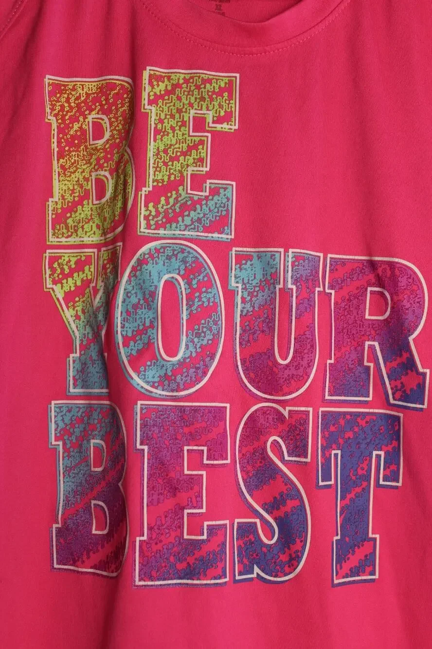 Energy Zone Girls XL 14/16 Hot Pink Be Your Best Graphic Athletic T-Shirt